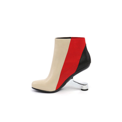Color Block Leather Ankle Boots-3