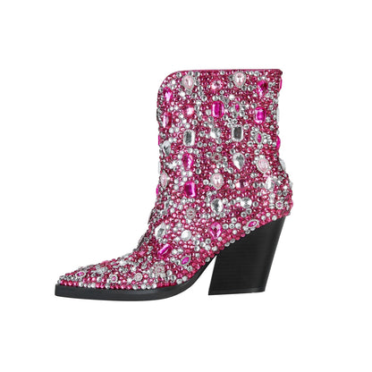 Country Princess Pink Embellished Ankle Boots-0