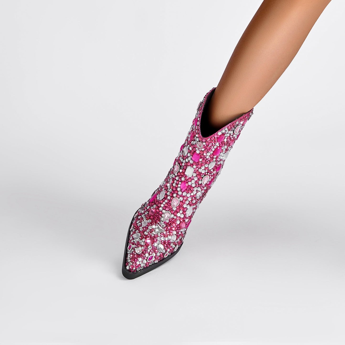 Country Princess Pink Embellished Ankle Boots-1
