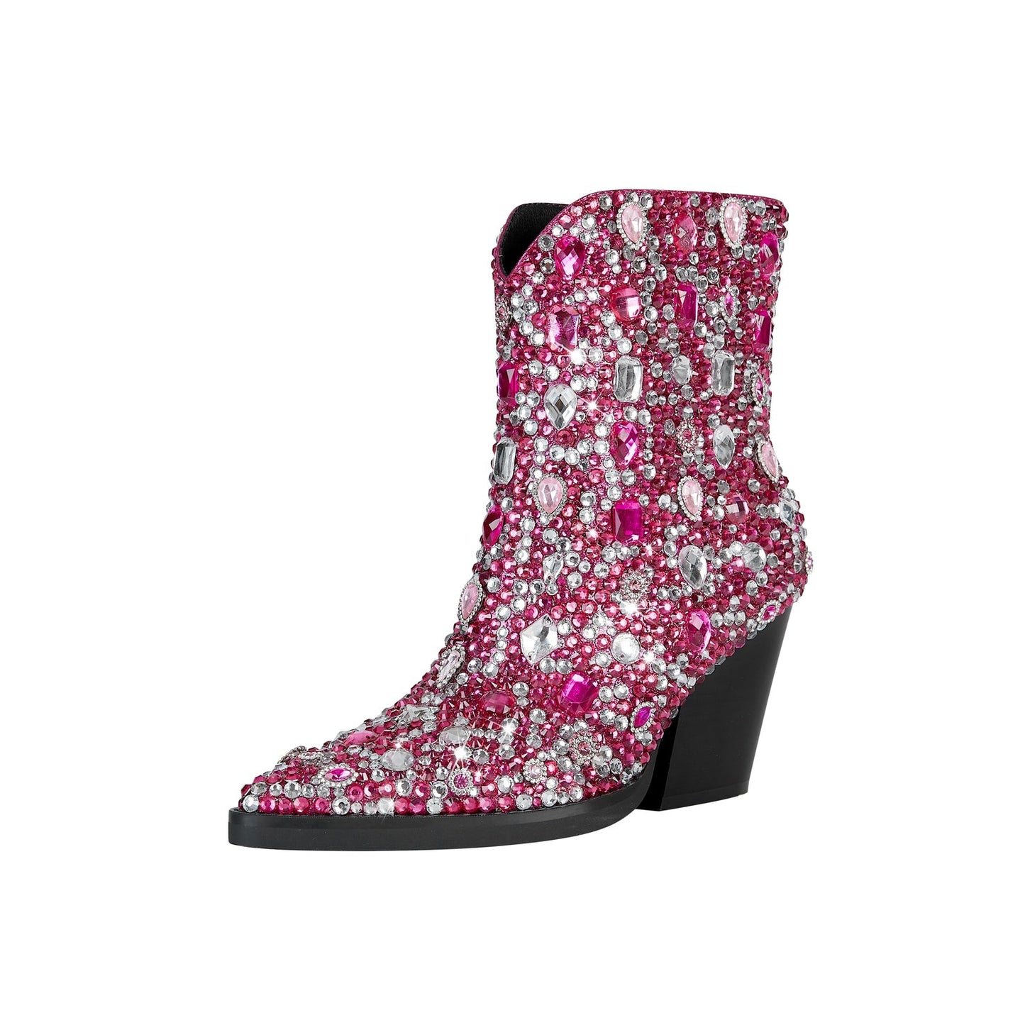Country Princess Pink Embellished Ankle Boots-2