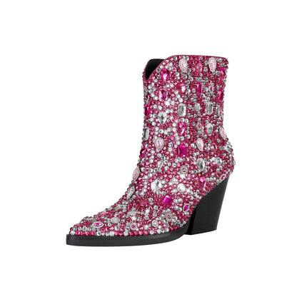 Country Princess Pink Embellished Ankle Boots-2