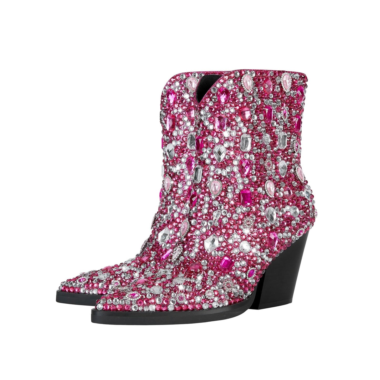Country Princess Pink Embellished Ankle Boots-3