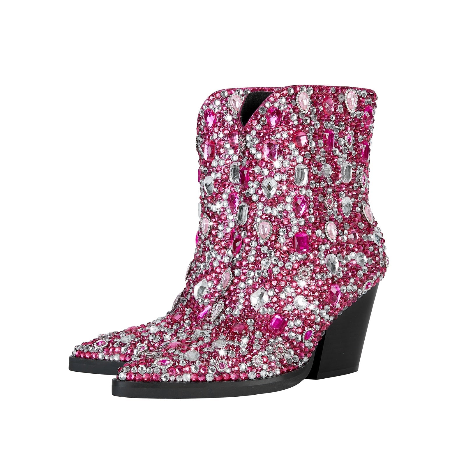 Country Princess Pink Embellished Ankle Boots-3