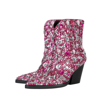 Country Princess Pink Embellished Ankle Boots-3